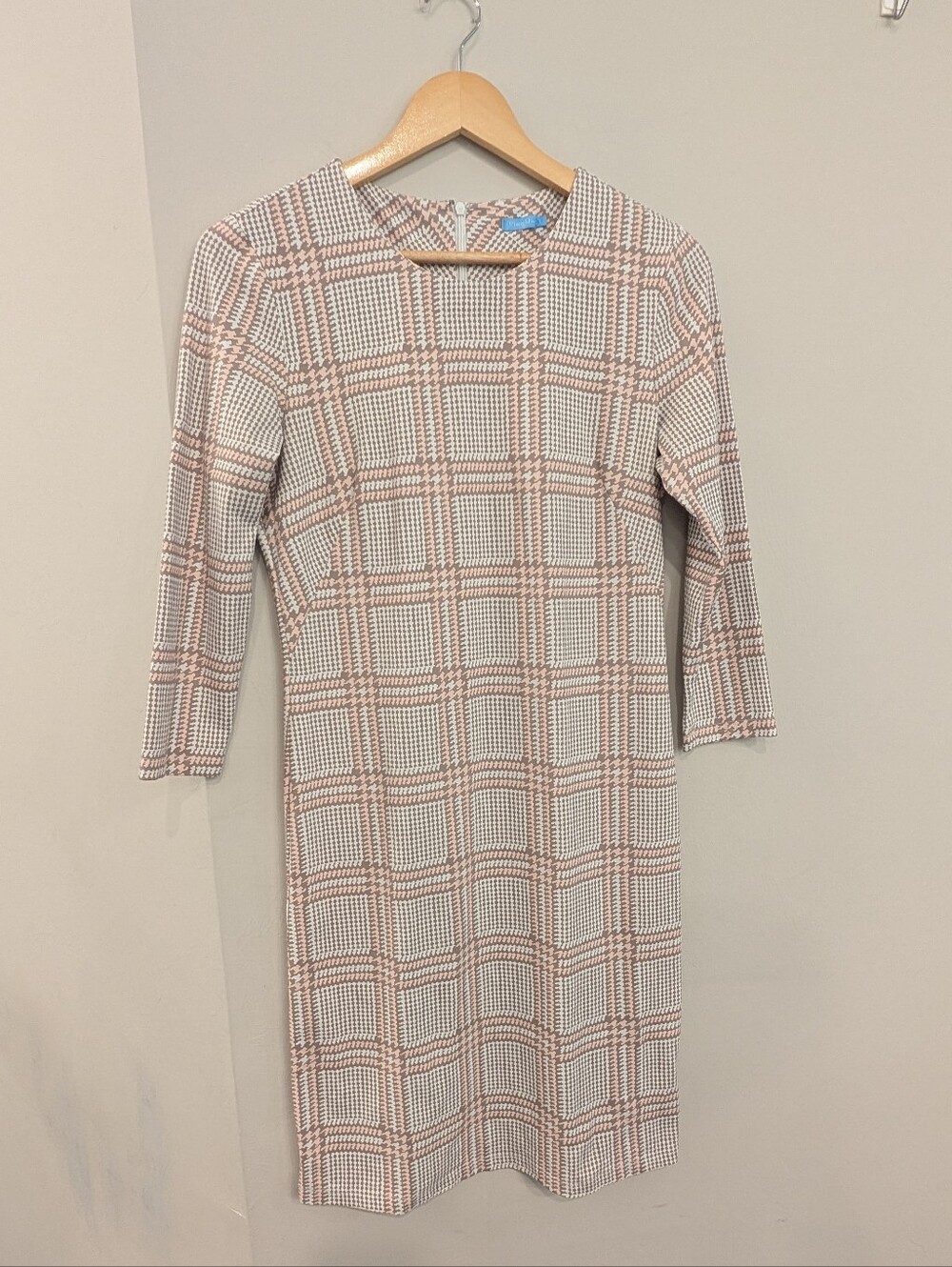 New J McLaughlin Sophia Pink Plaid Catalina Cloth Sheath Dress Women's Small